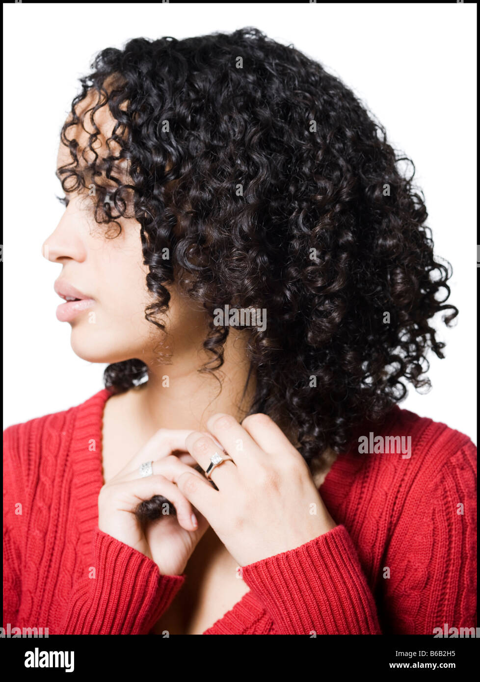 Woman in red sweater on hi-res stock photography and images - Alamy