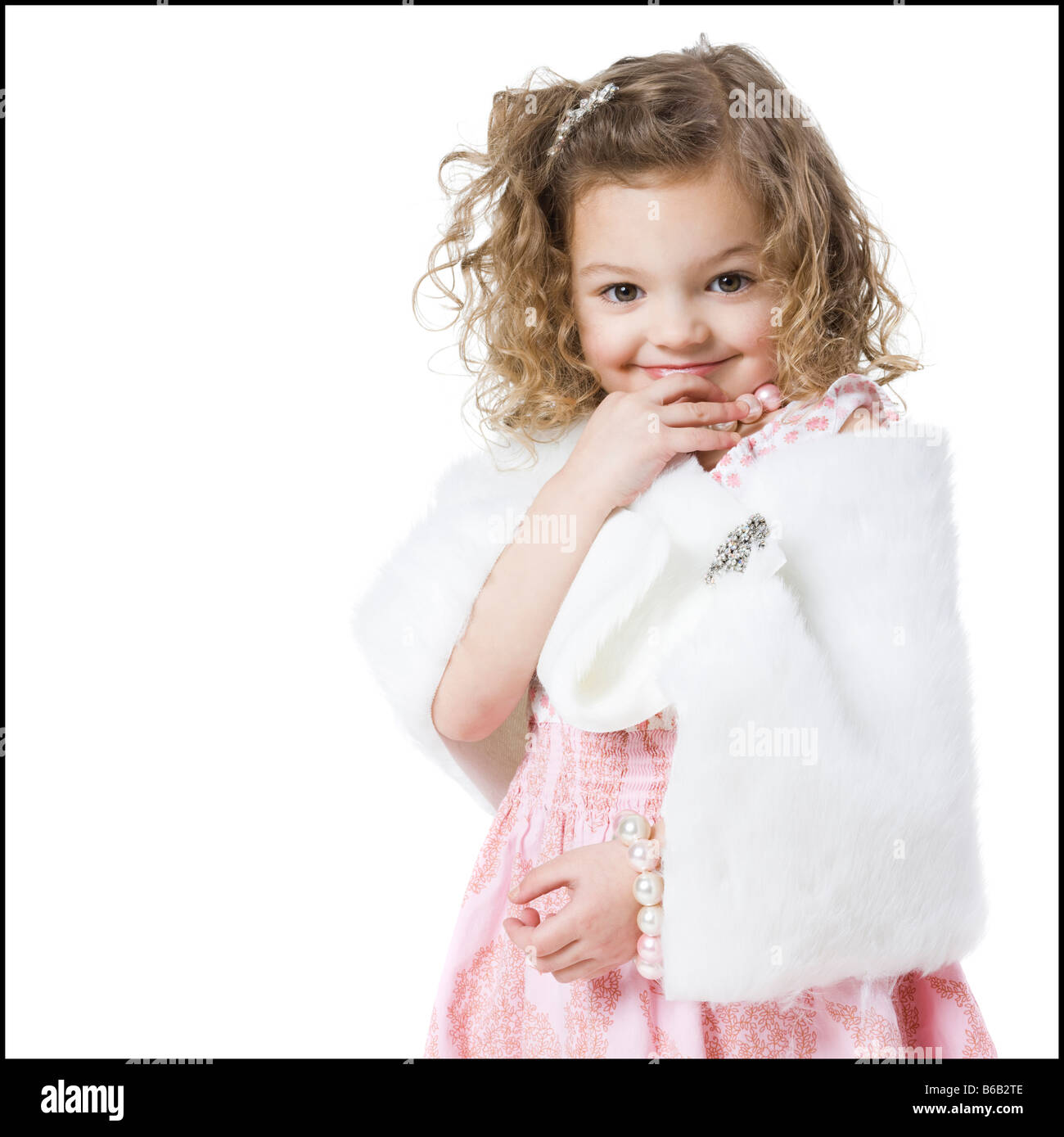 little girl playing dress up Stock Photo