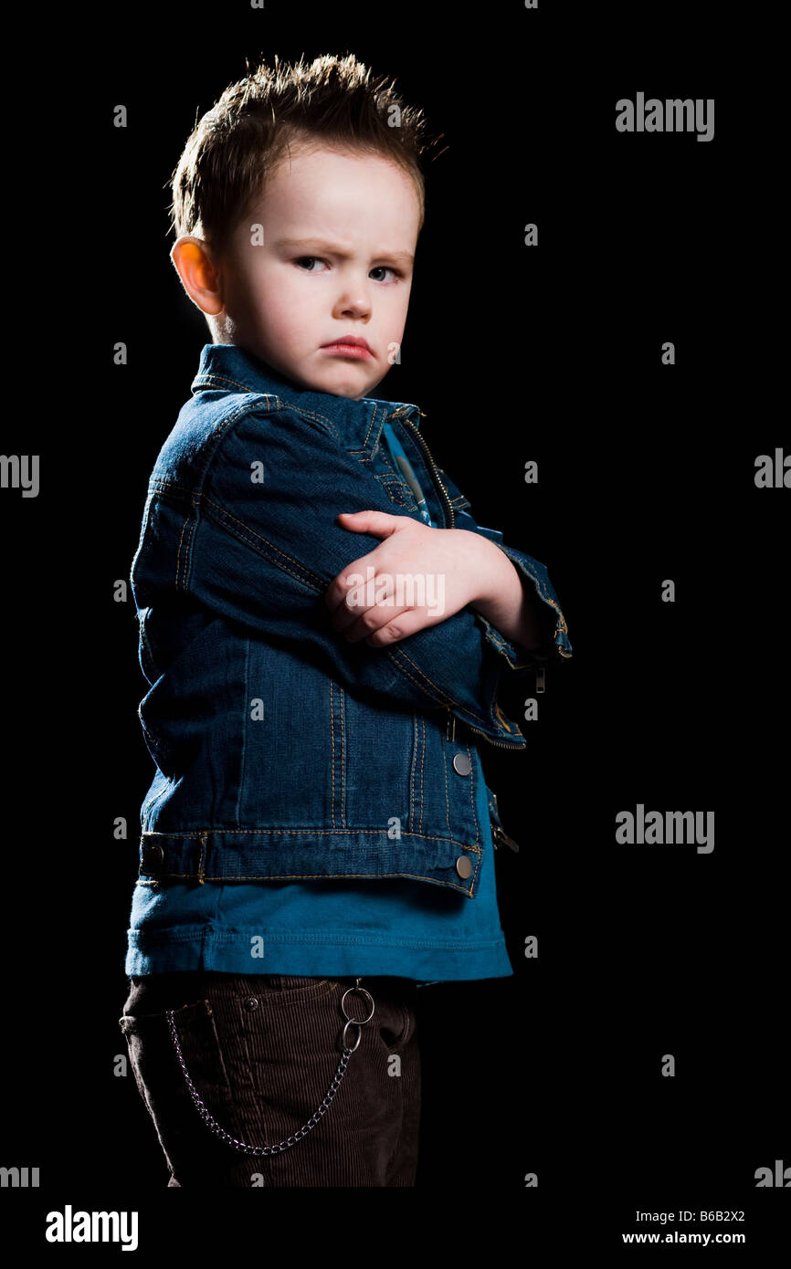 little boy in a jean jacket Stock Photo Alamy