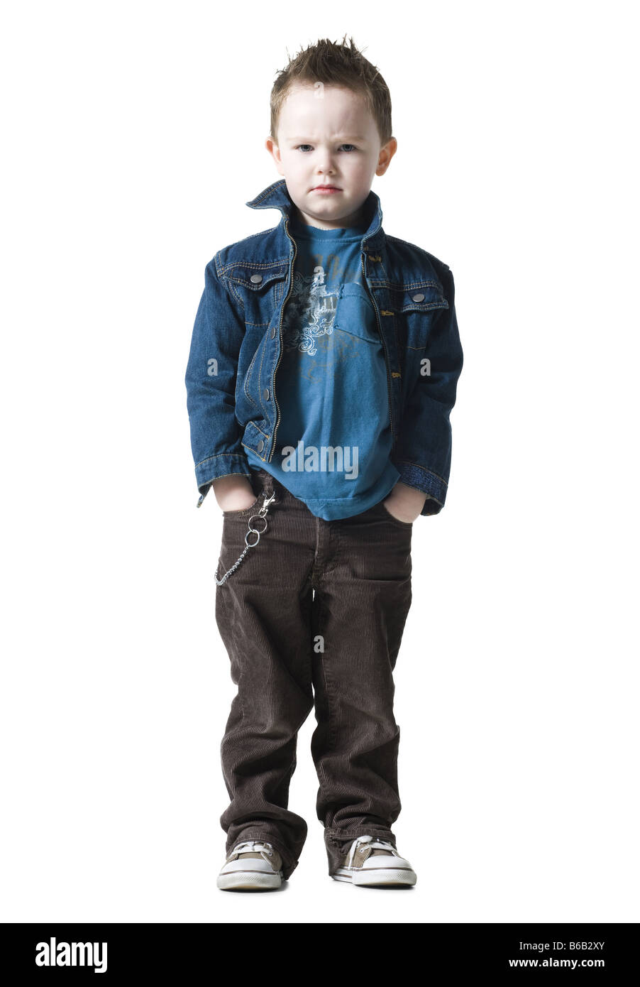 little boy in a jean jacket Stock Photo Alamy