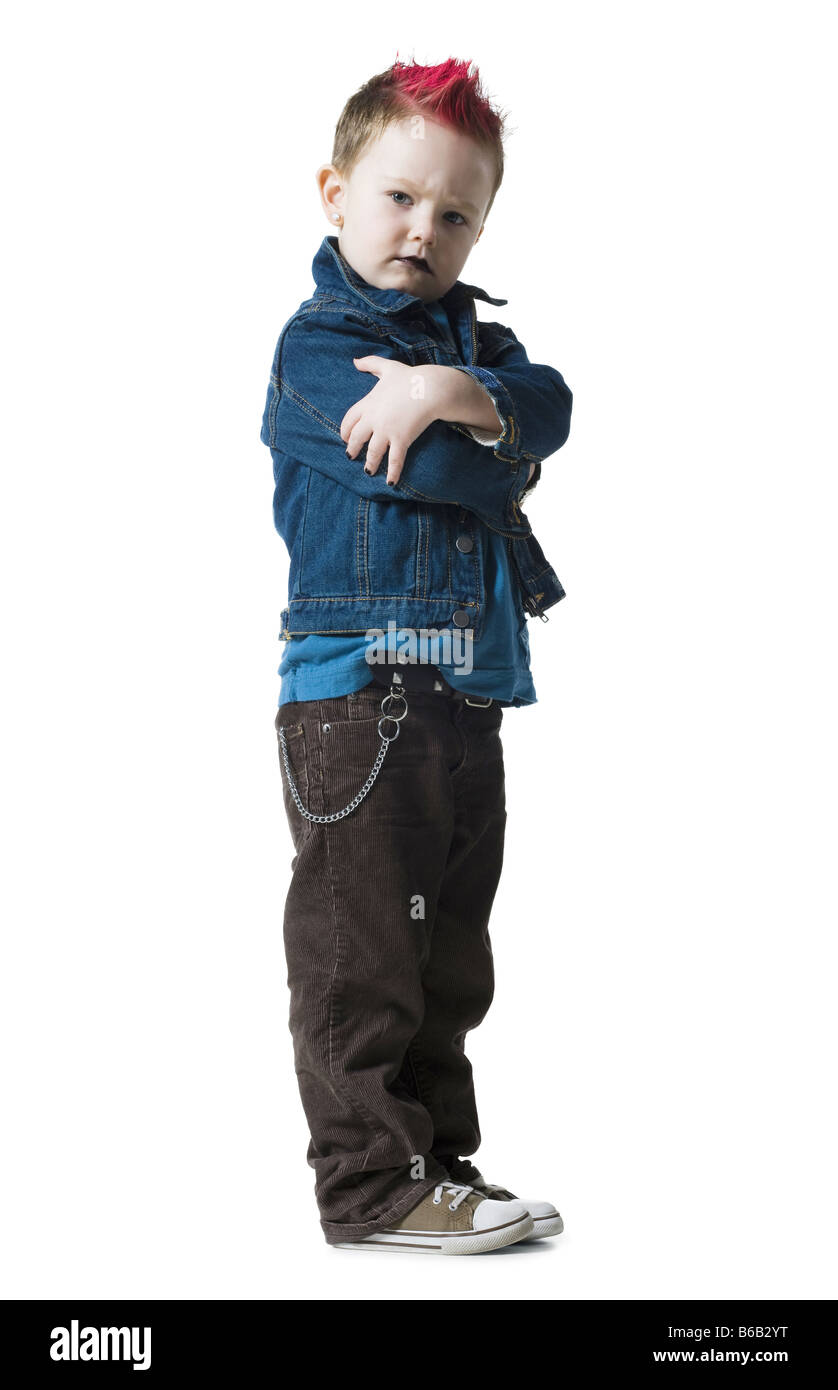 little boy in a jean jacket Stock Photo Alamy