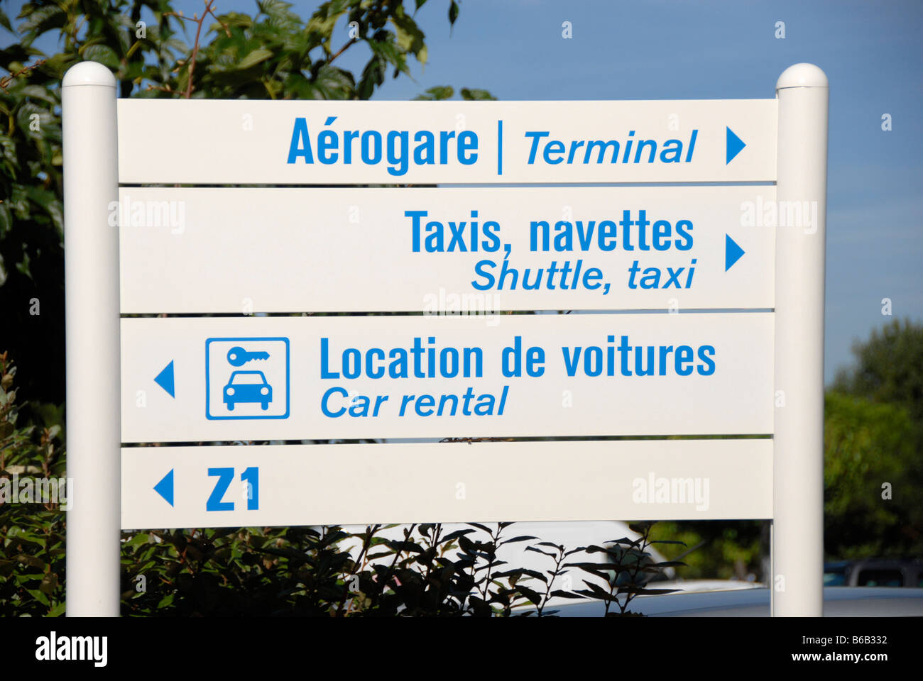 Signboard, Airport, Bezier, Cap D'agde,France, Europe Stock Photo
