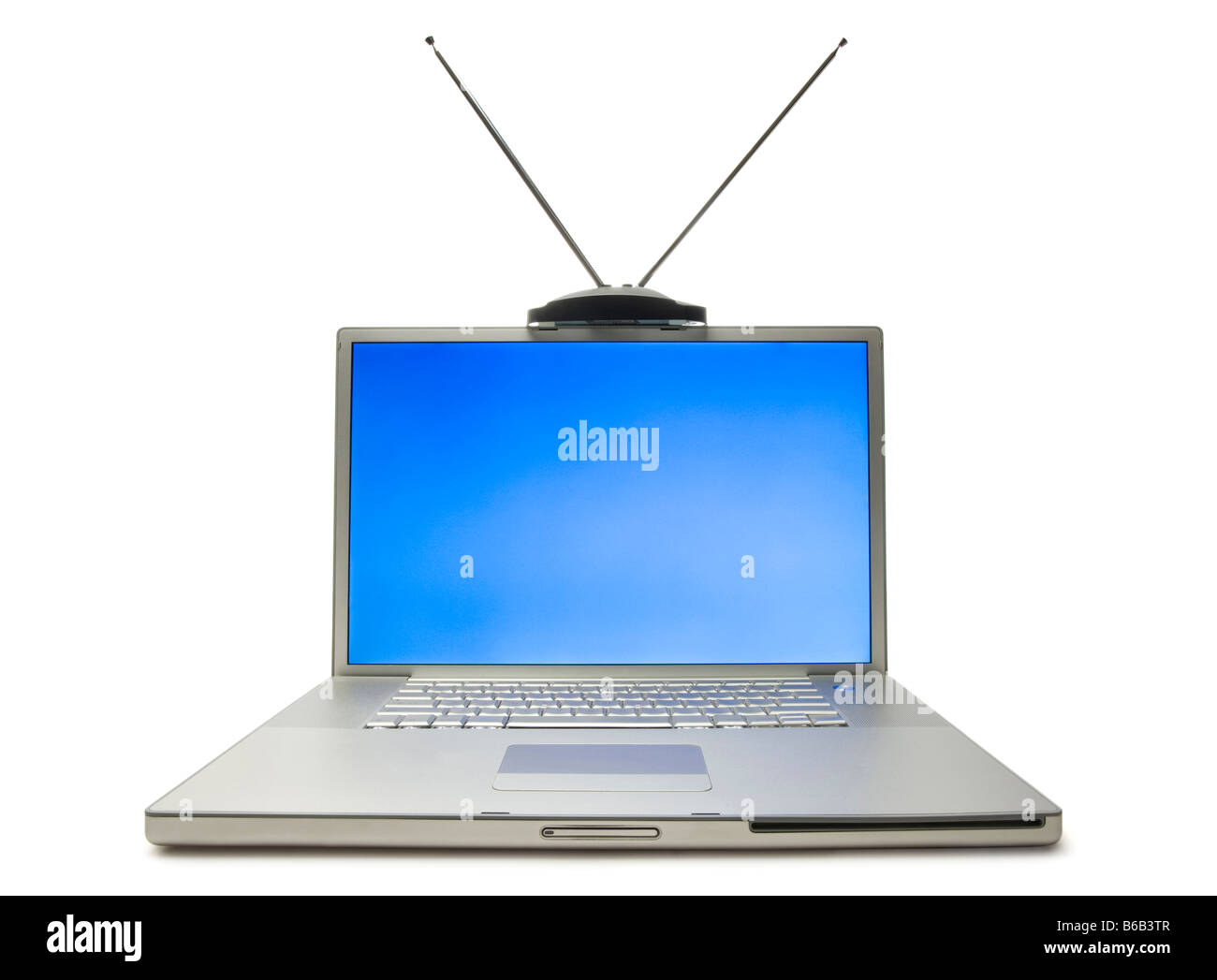 tv on a laptop Stock Photo