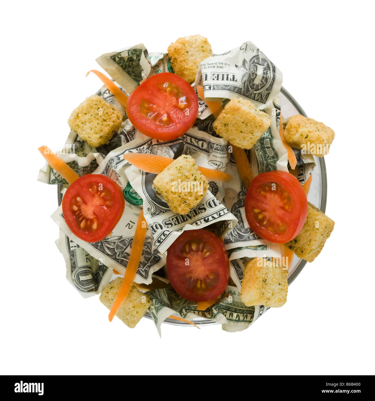 salad with dollars in it Stock Photo Alamy
