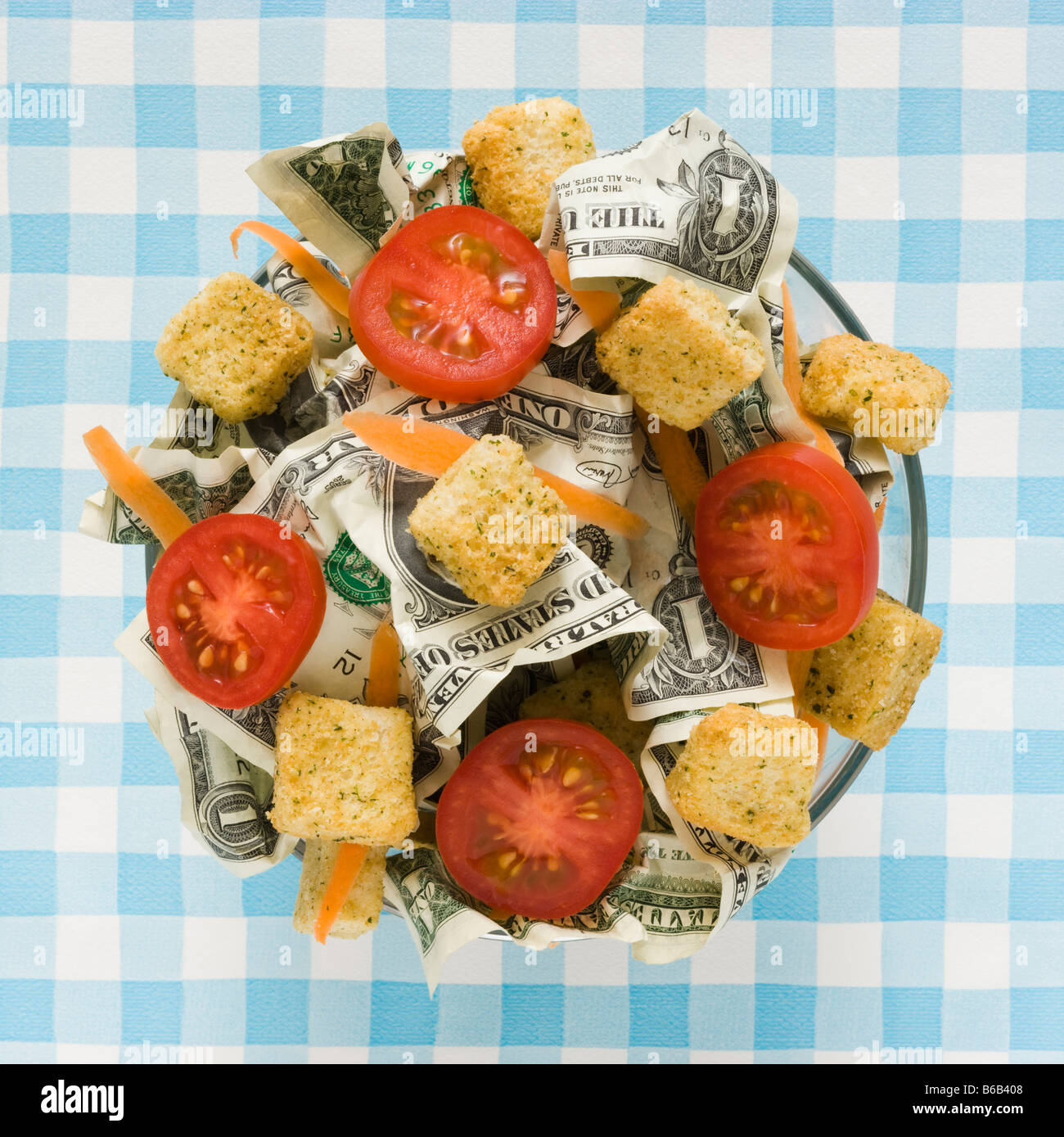 salad with dollars in it Stock Photo Alamy