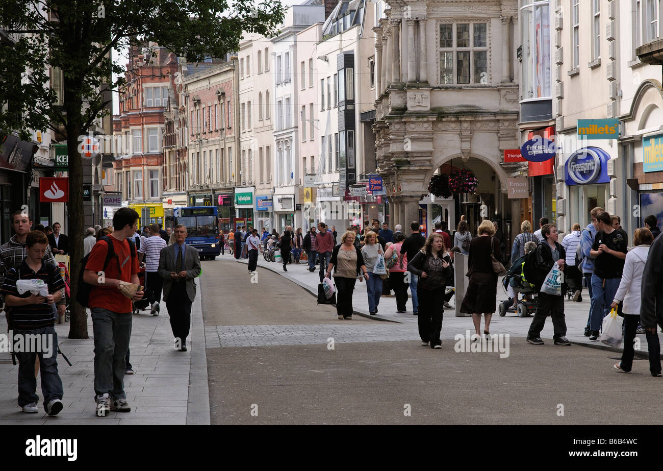 Exeter Devon England UK City centre shops and shoppers Stock Photo