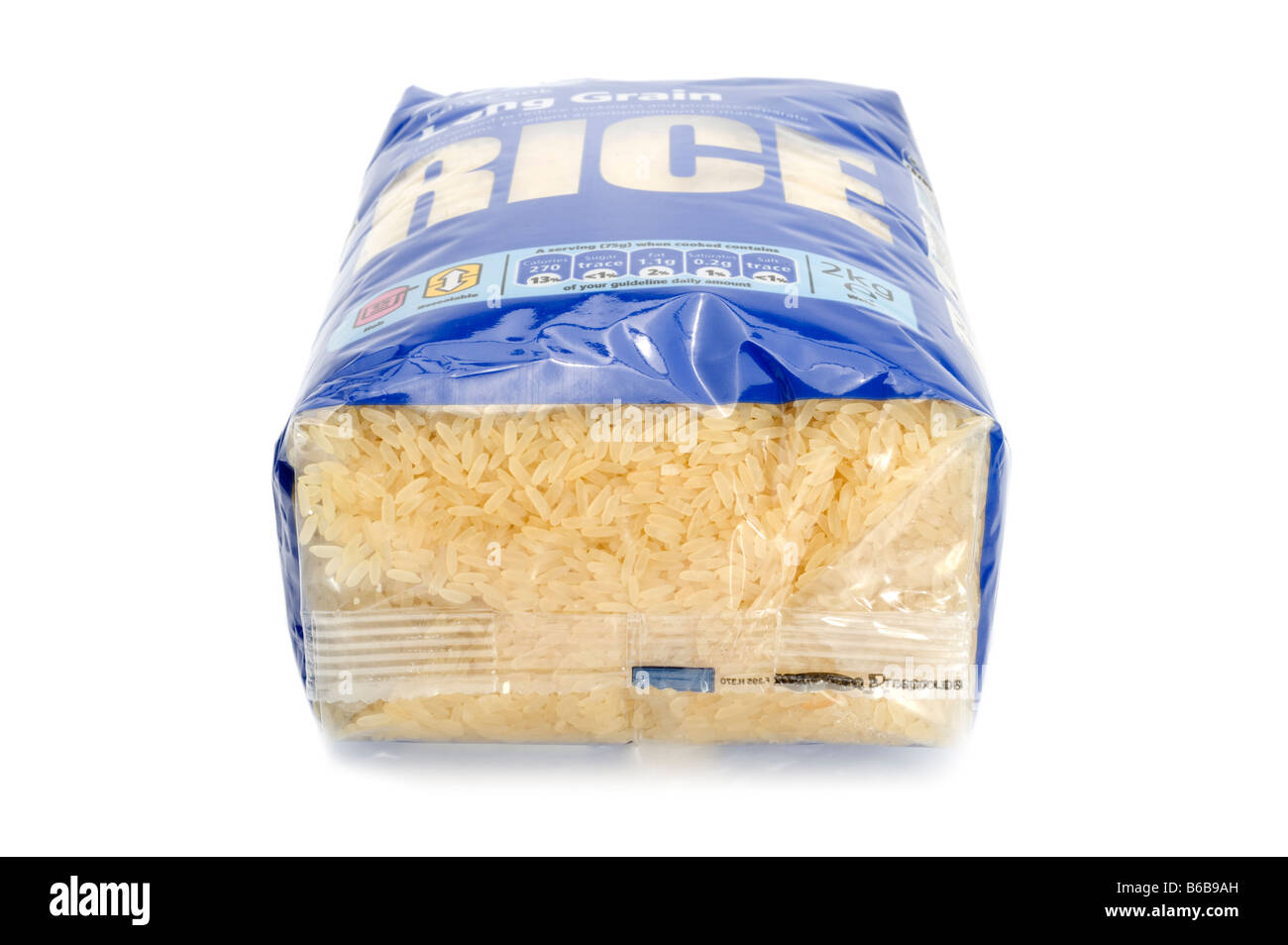 2kg bag of long grain white rice Stock Photo