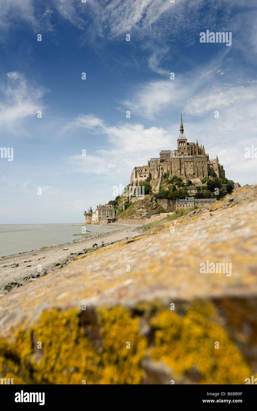 Beautiful view of Mont Saint Michel. St Michaels Mount is a rocky tidal island in Normandy France. Stock Photo