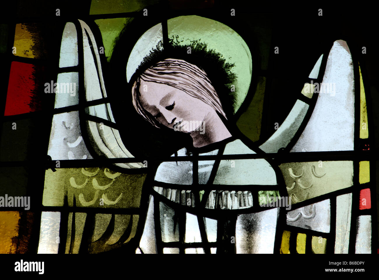 angel modern stained glass window Stock Photo