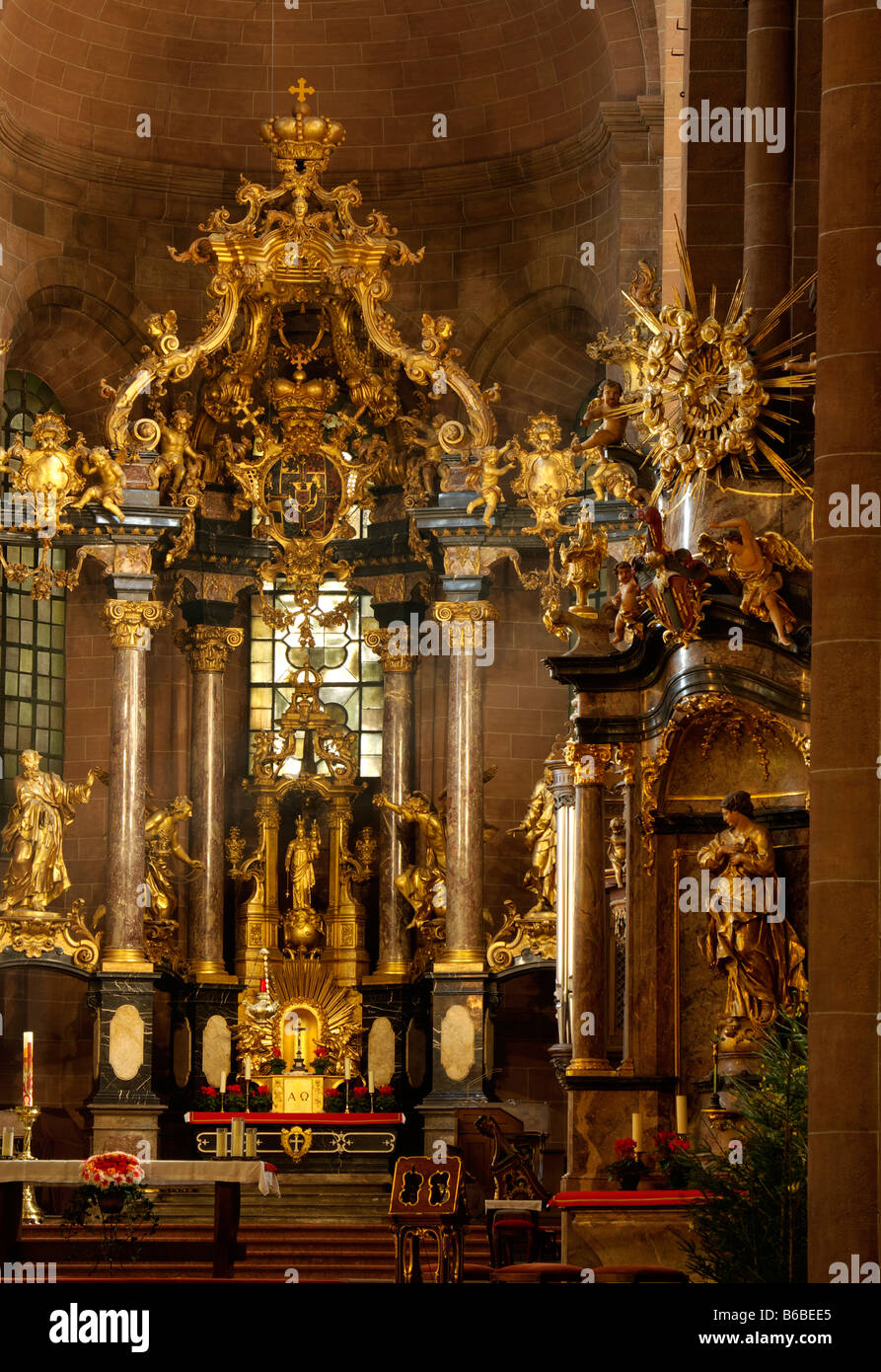 high altar of Worms Cathedral by Balthasar Neumann Rhineland-Palatinate Rheinhessen Germany Stock Photo