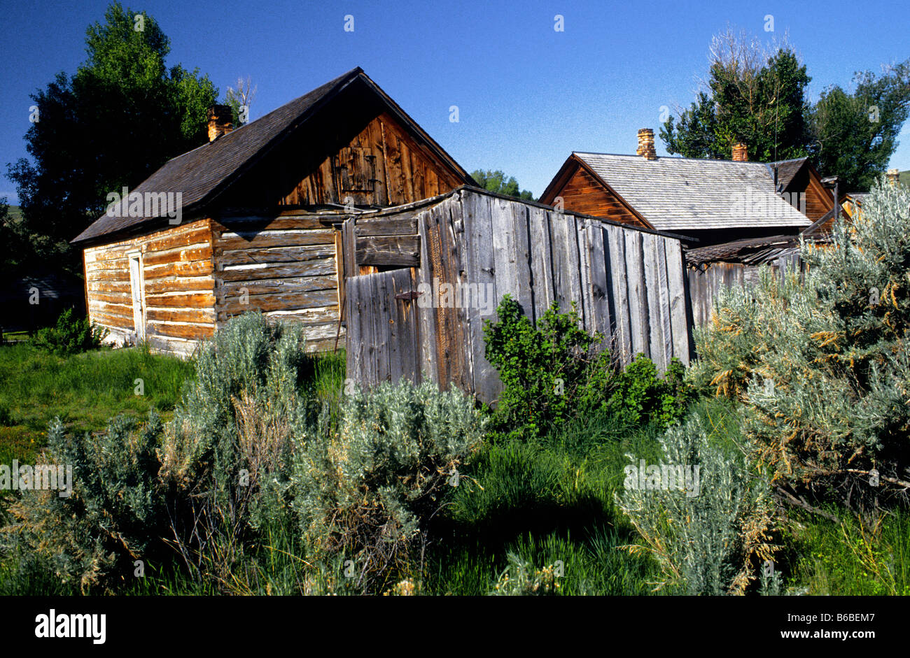 Usa Dillon Montana Abandoned Log Cabins In Ghost Town Of Bannack