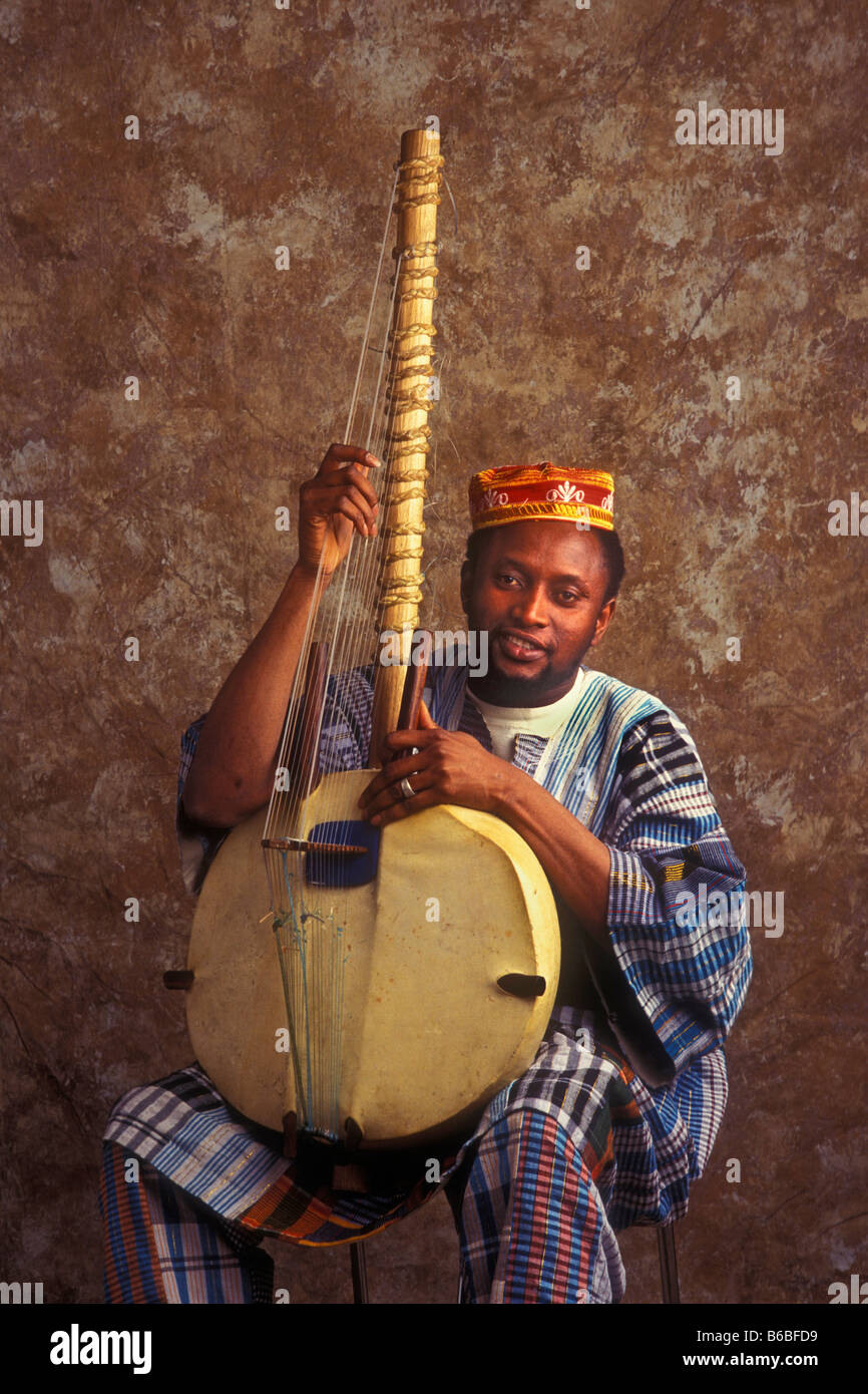 traditional African folk guitar player Stock Photo