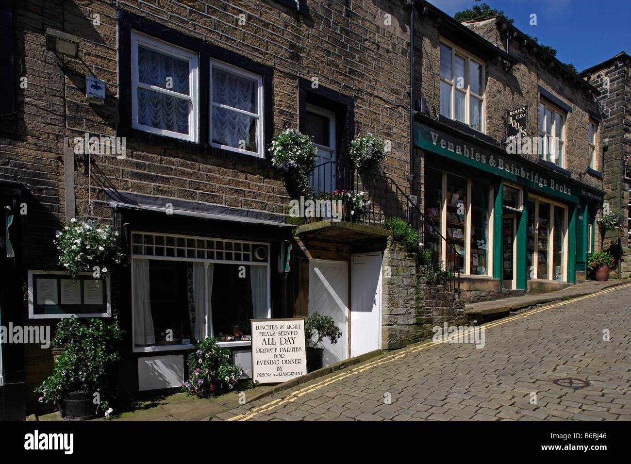 Haworth Main street Bronte s town West Yorkshire UK Great Britain Stock