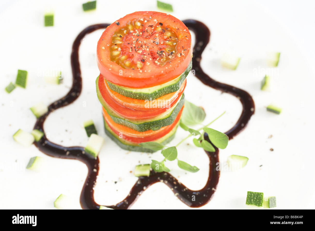 Close-up of stack of tomato and cucumber slices Stock Photo - Alamy