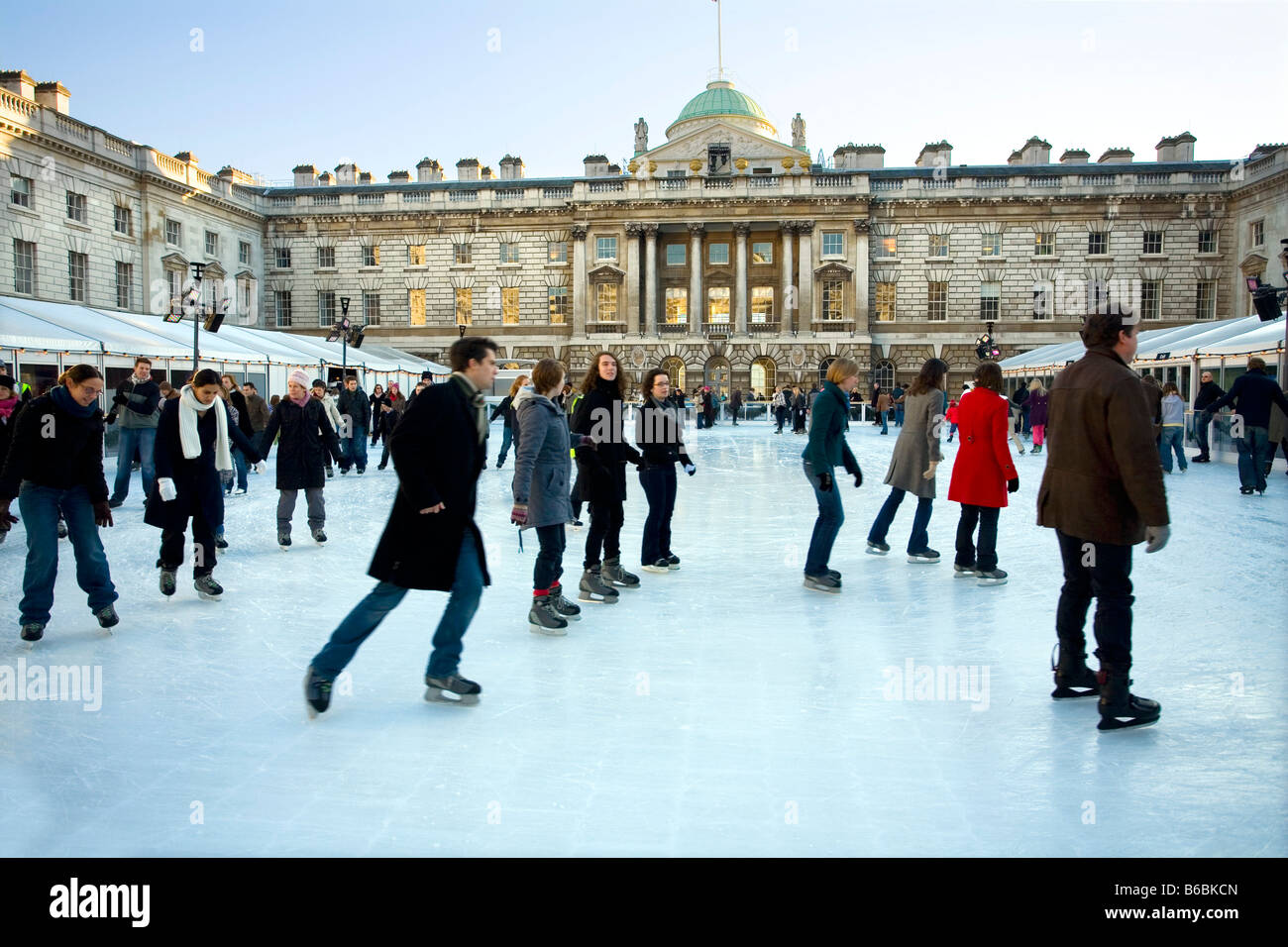 The Christmas skating Rink at Somerset House in London Stock Photo