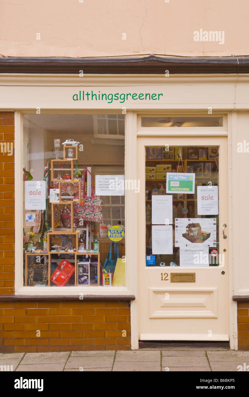 Allthingsgreener shop store selling environmentally friendly products in Harleston,Norfolk,Uk Stock Photo