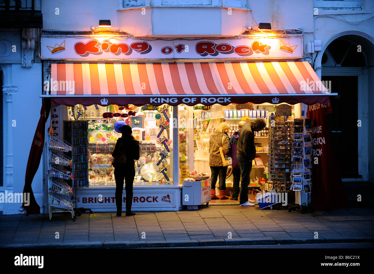 King of Rock shop on Brighton seafront photographed at night UK Stock Photo