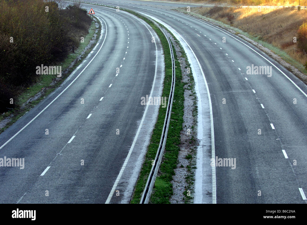 Empty roads closed because of ice near Brighton UK December 2008 Stock Photo