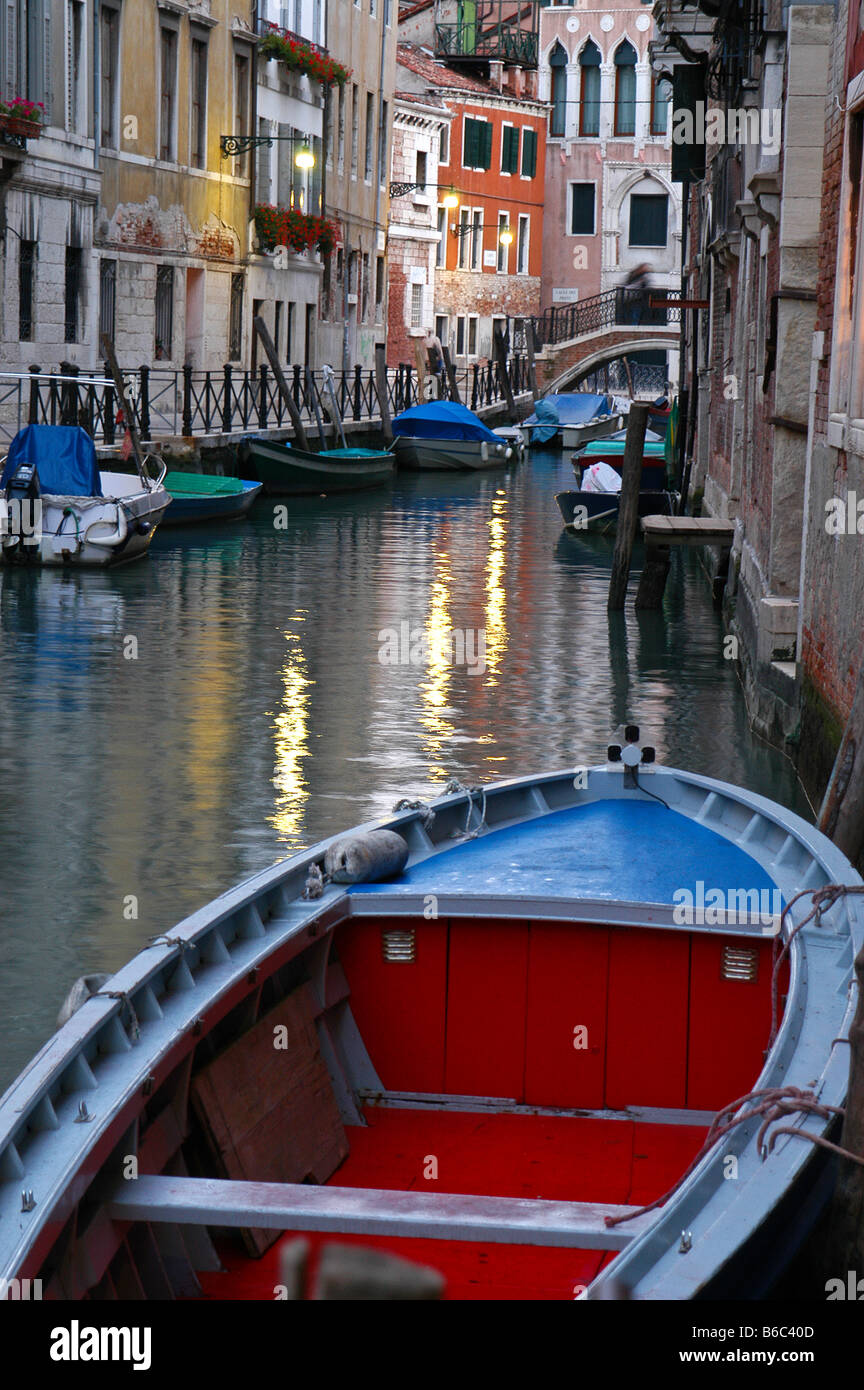 Red boat tied up in hi-res stock photography and images - Alamy