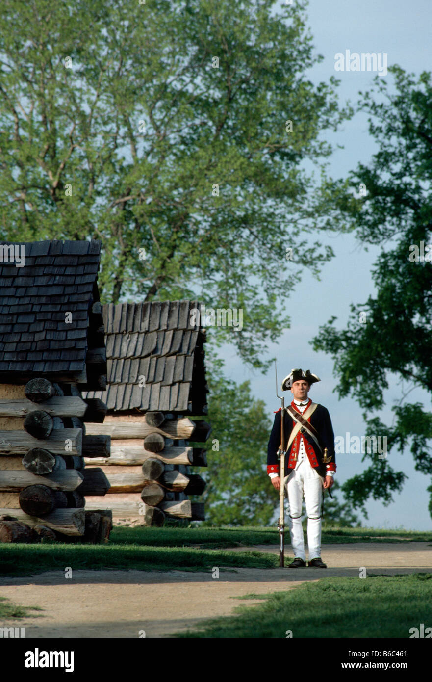 Reenactor dressed as a Continental soldier, Valley Forge National Historical Park, Valley Forge, Pennsylvania, USA Stock Photo