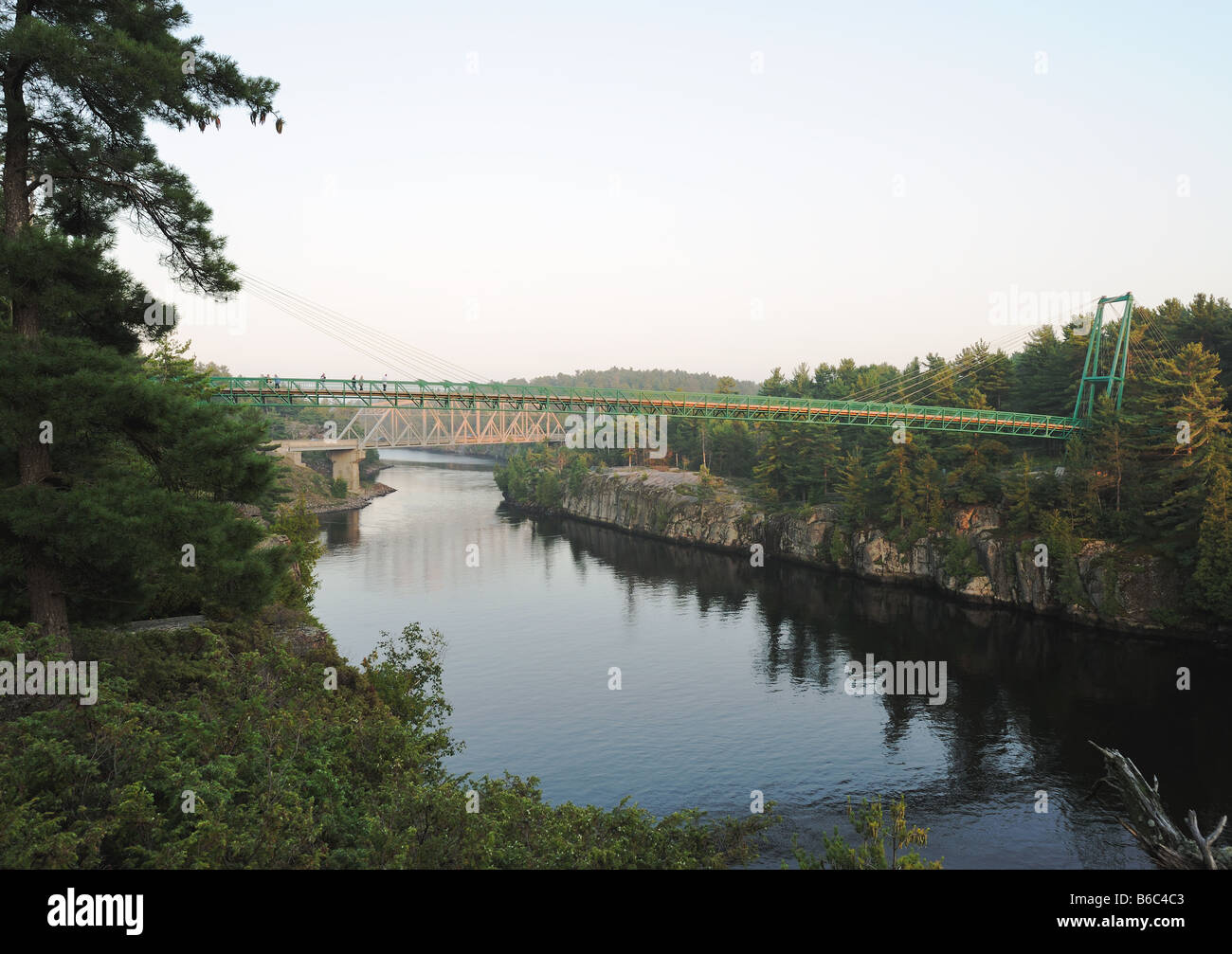 These bridges provide a vital link between Northern and Southern Ontario over the famous French River Stock Photo