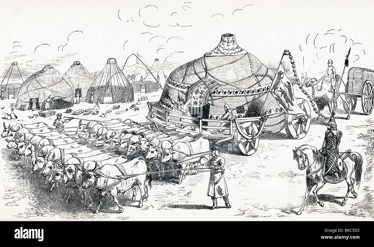 Mongol Huts and Wagons Stock Photo