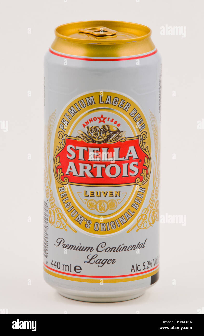 Can of Stella Artois lager beer brewed in the UK Stock Photo Alamy