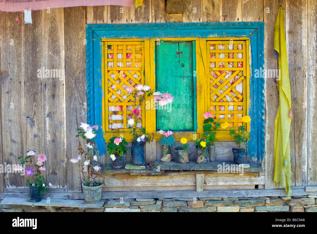 A Decorative Window at Pemayangtsi Monastery, Sikkim, India Stock Photo
