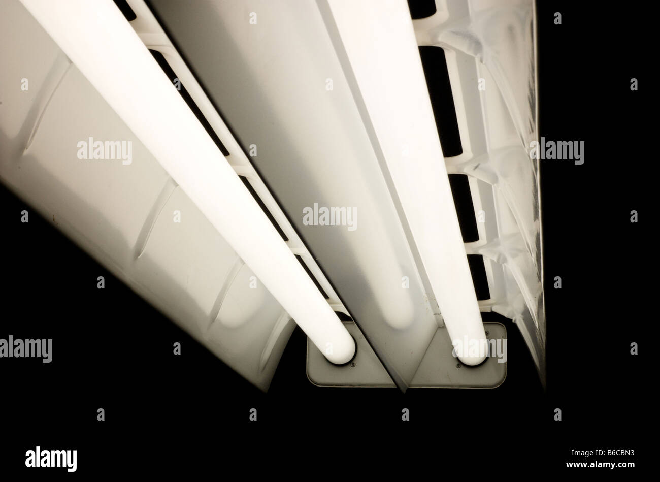 Closeup of Fluorescent Light Fixture Stock Photo