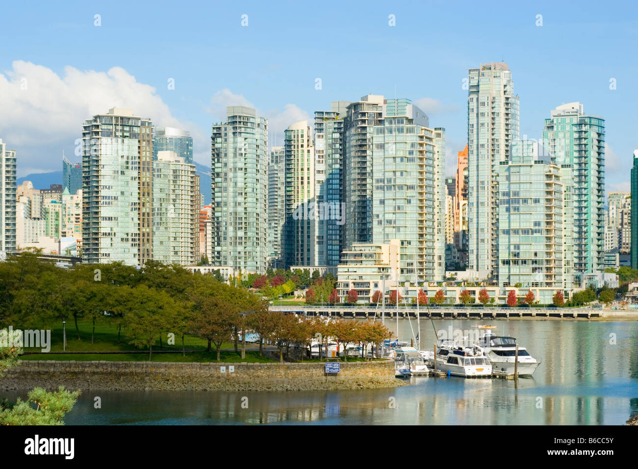 Condominium towers form the skyline at False Creek Vancouver British Columbia Canada 2007 Stock Photo