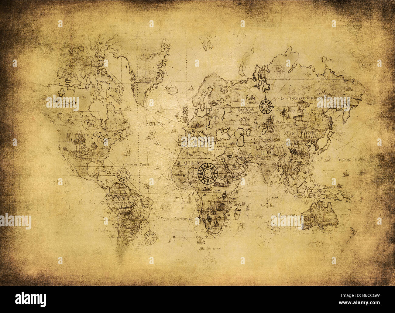 ancient map of the world Stock Photo