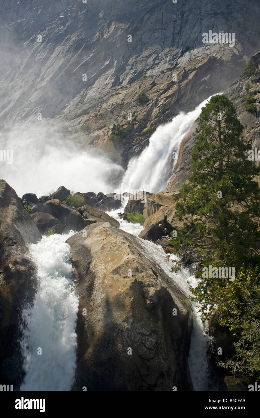 CALIFORNIA - Wapama Falls along the Hetch Hetchy Reservoir in Yosemite National Park. Stock Photo