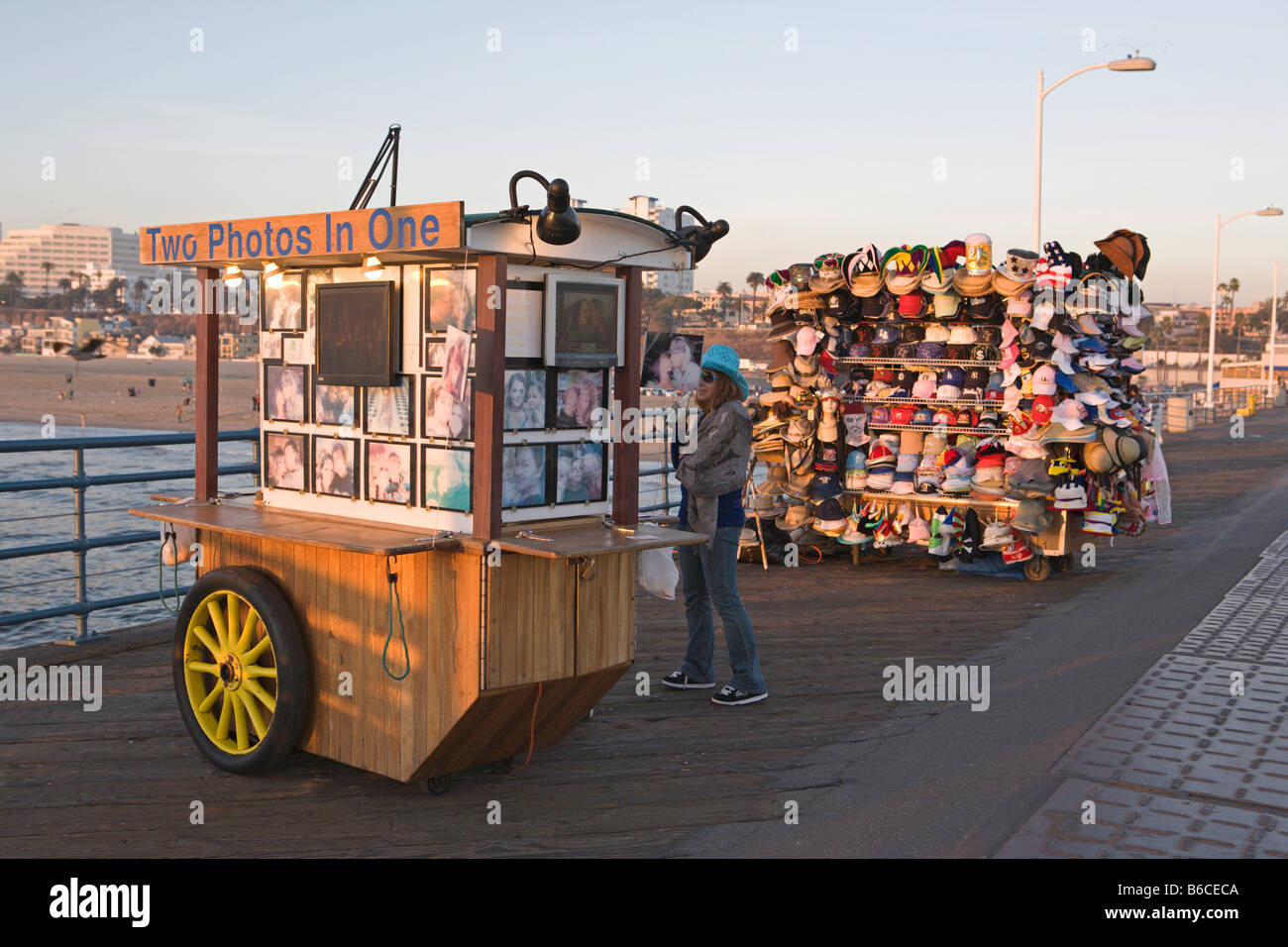 Souvenir shops at Santa Monica Pier, California Stock Photo Alamy
