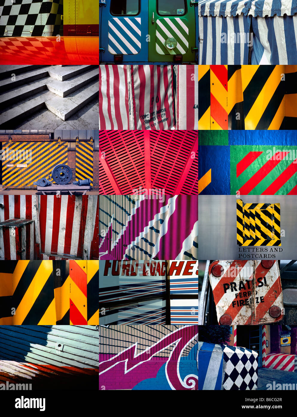 Multiple 18 x Image vertical format montage - Colour Stripes Abstract. Stock Photo