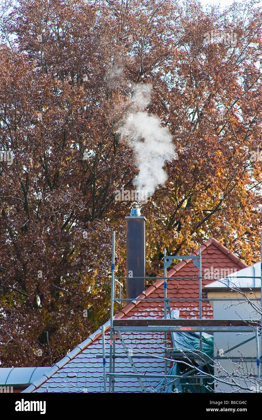 Smoke emitting from chimney Stock Photo - Alamy