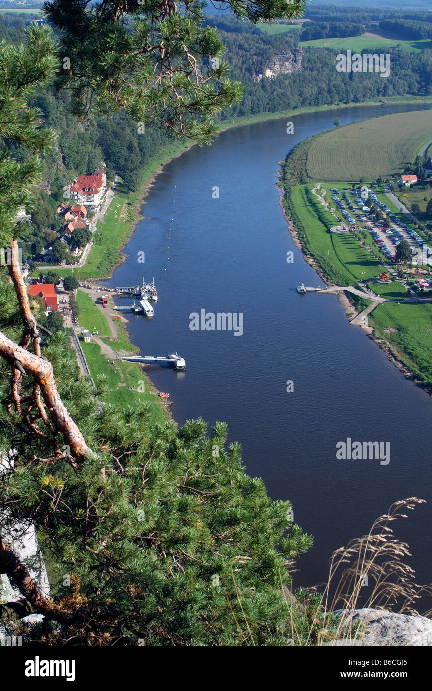 Aerial view of river flowing through landscape Stock Photo - Alamy