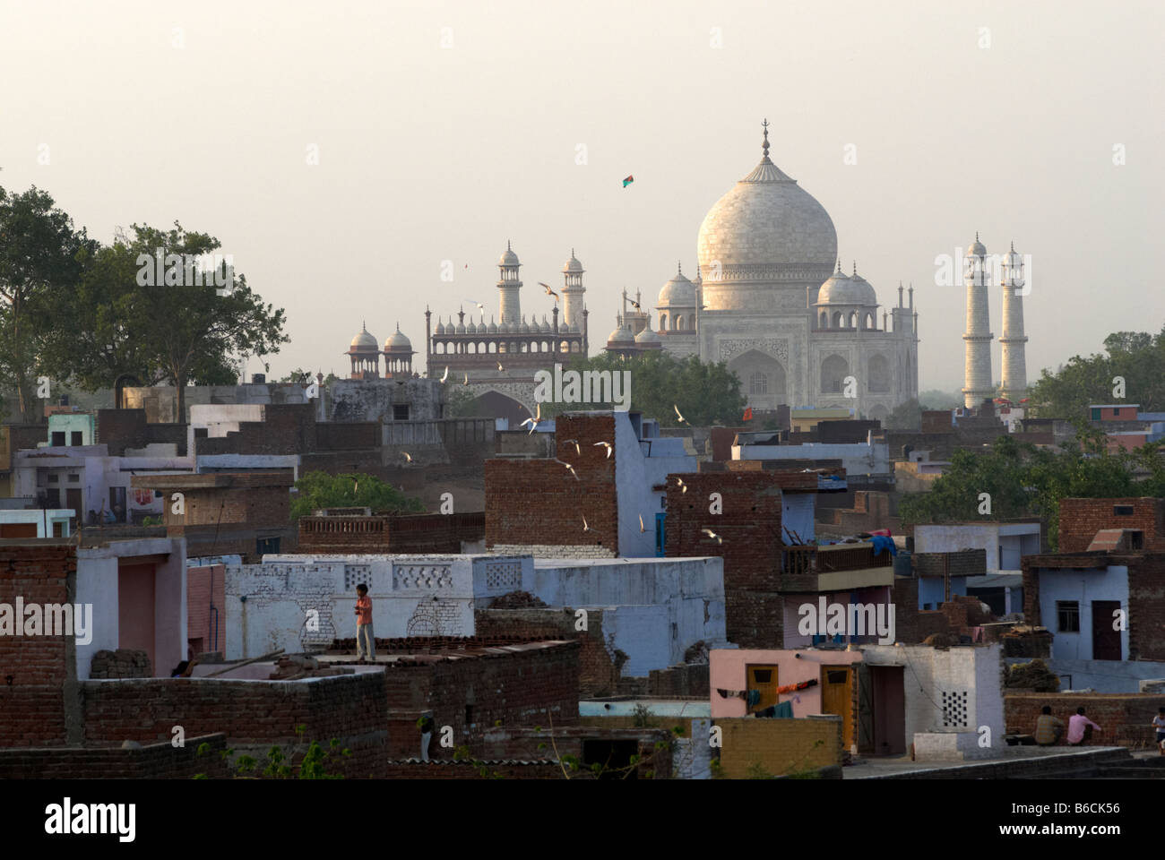 The Taj Mahal in Agra, India viewed from a distance Stock Photo