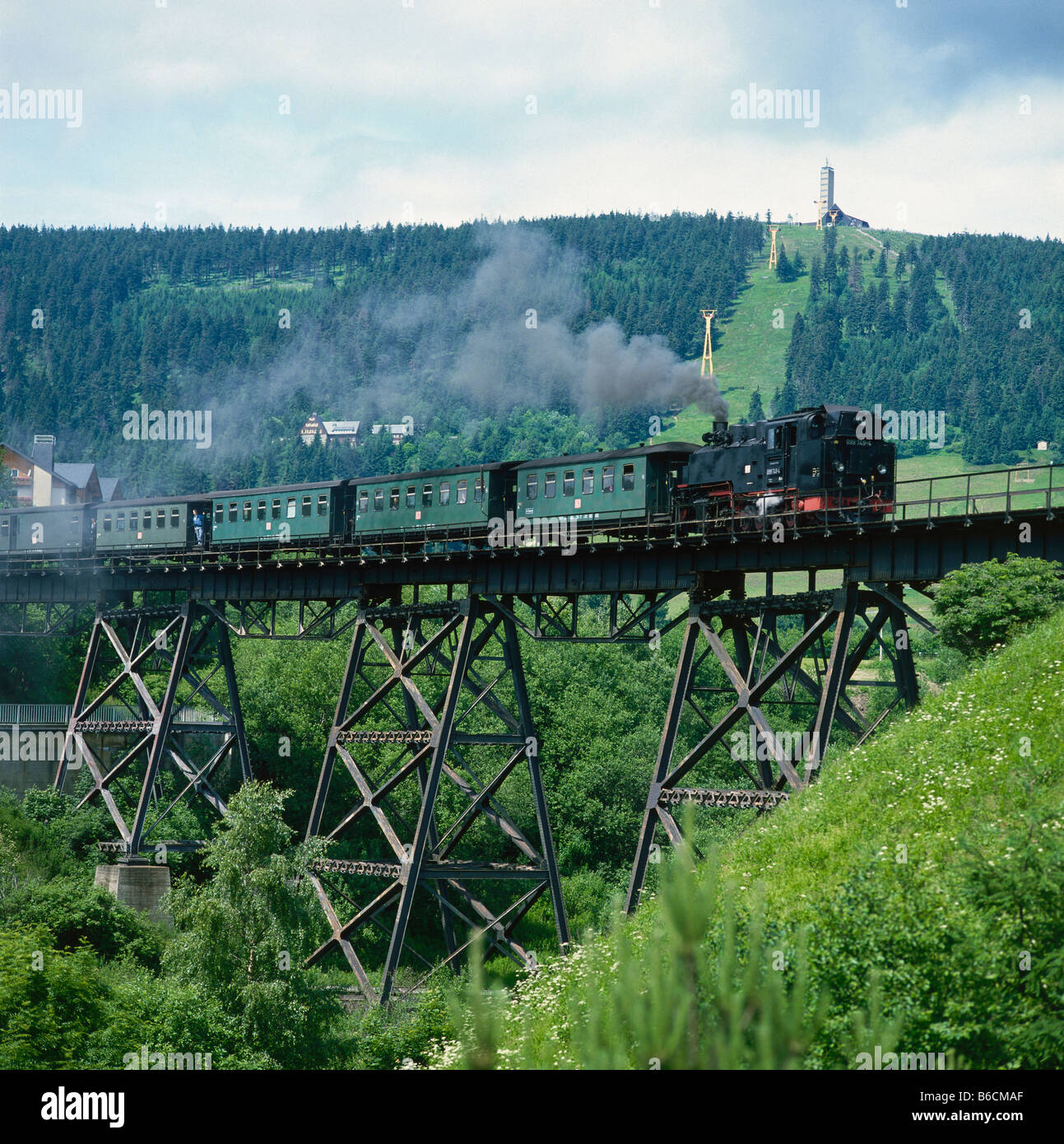 Train moving on bridge, Saxony, Germany Stock Photo - Alamy