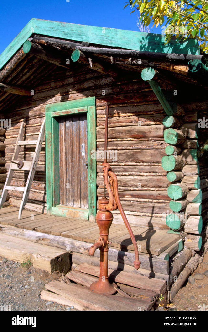 Burwash Landing at Kluane Lake, Yukon Territory, Canada Old Log Cabin