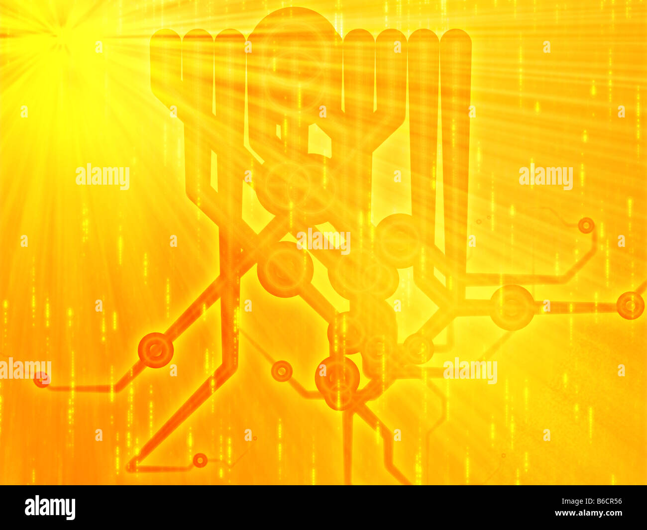 Abstract technical schematic diagram illustration with circuitry and ...