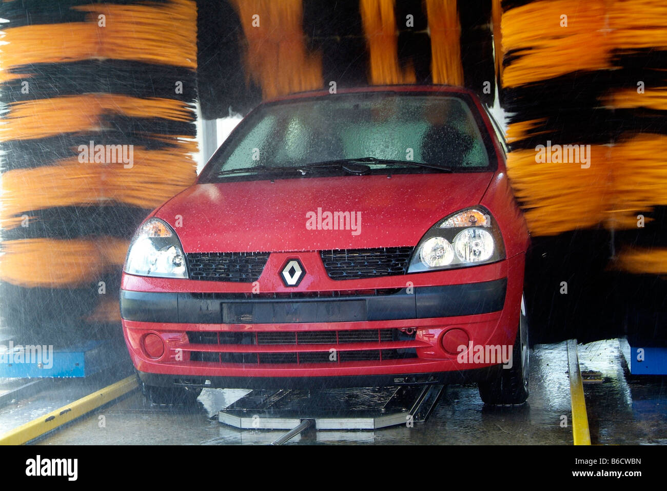Car wash brushes in action Stock Photo Alamy