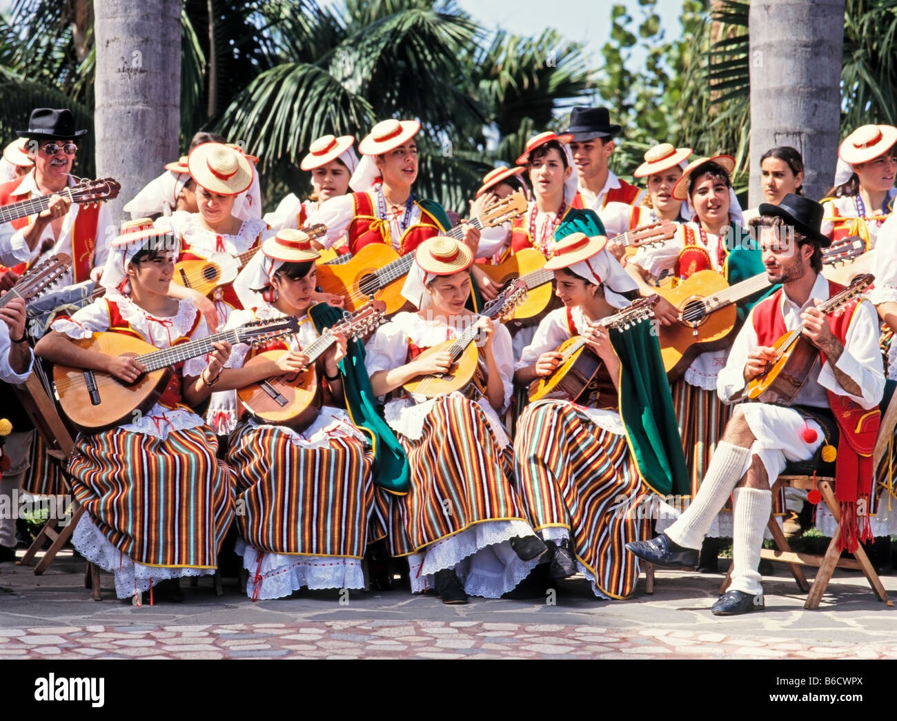 Spain, Canaries, Tenerife, Traditional Musical Group Stock Photo