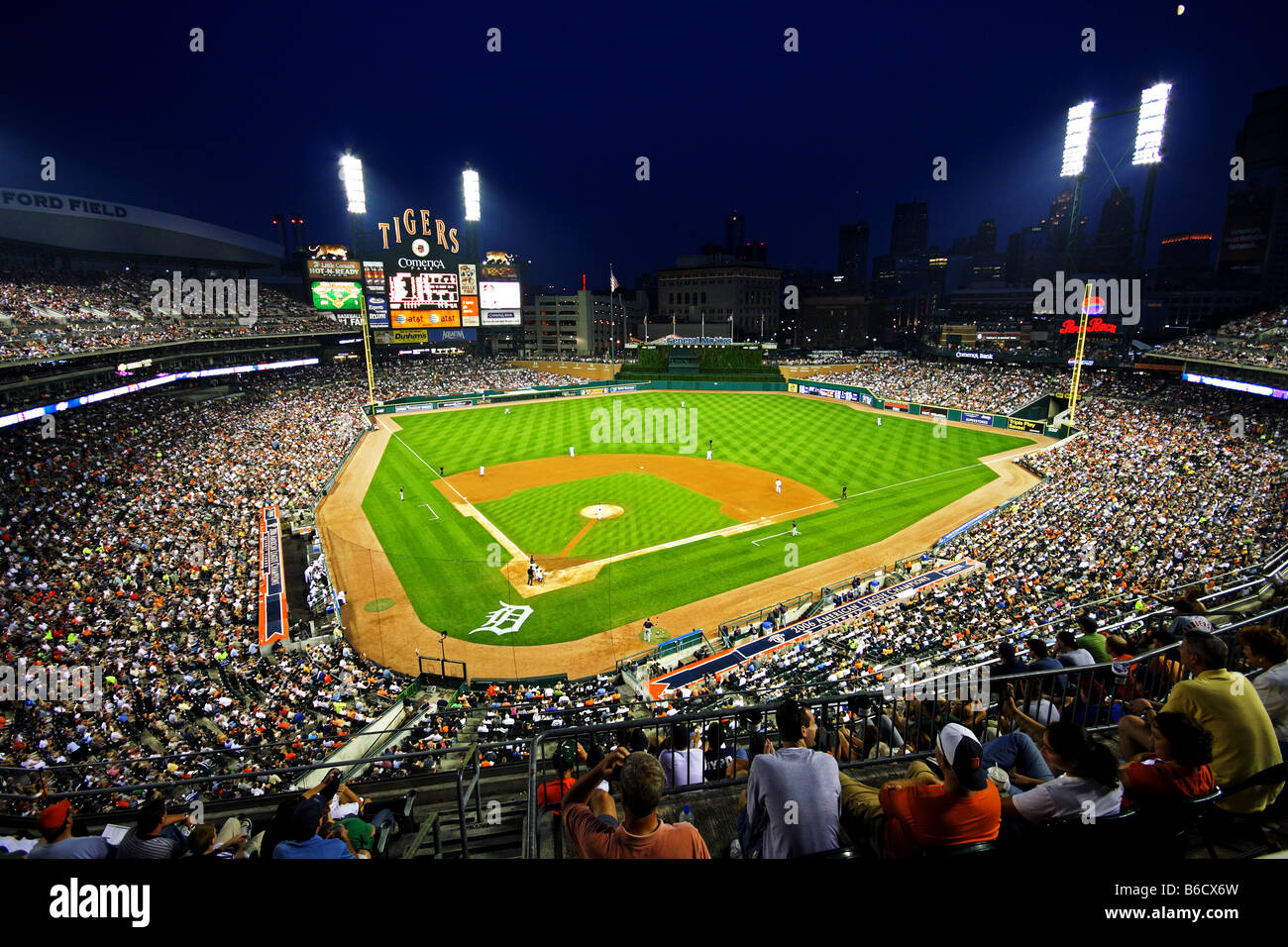 Comerica Park, home of the Detroit Tigers in Downtown Detroit Michigan. Stock Photo