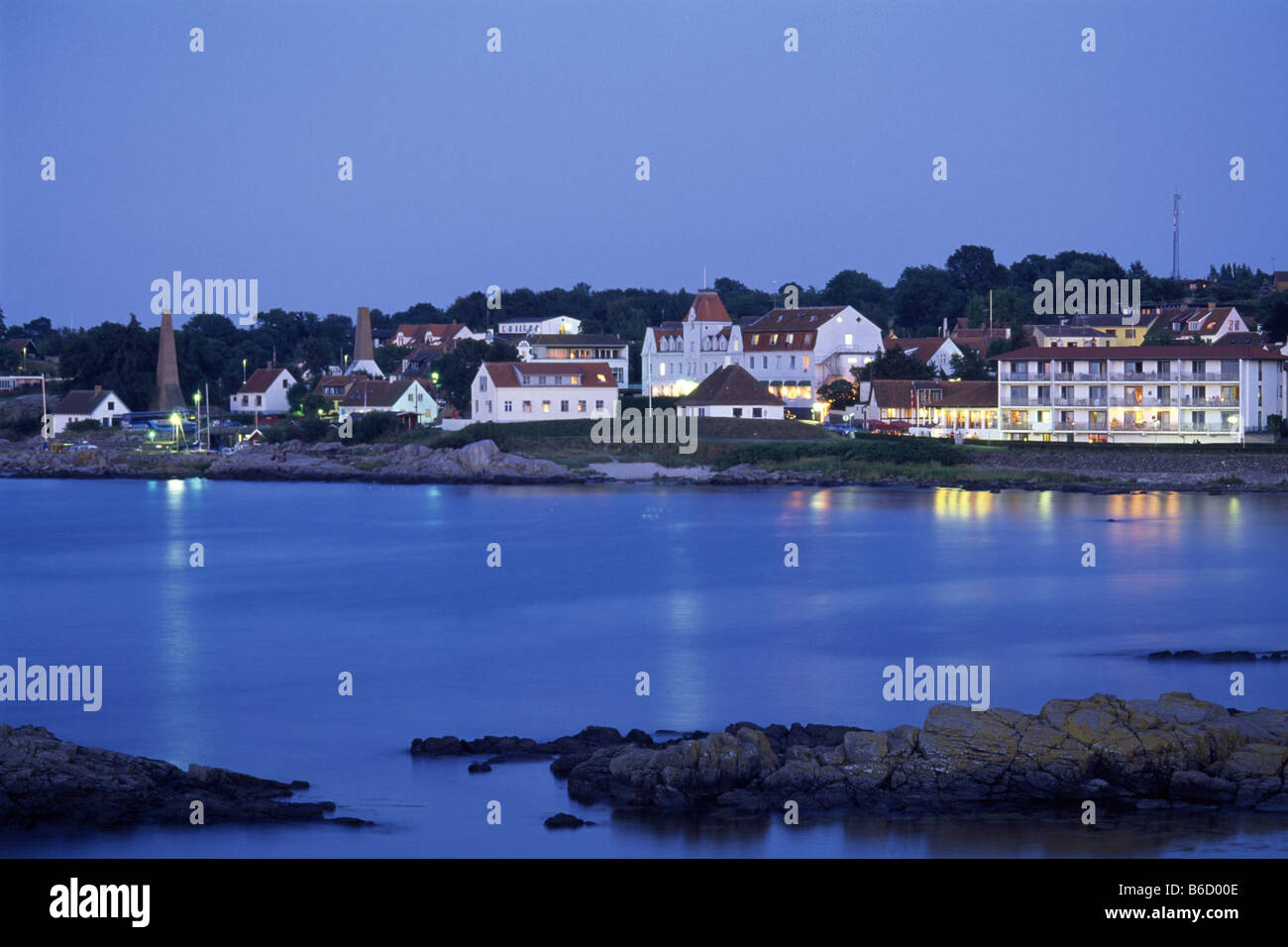 Houses at waterfront, Sandvig, Bornholm, Denmark Stock Photo Alamy