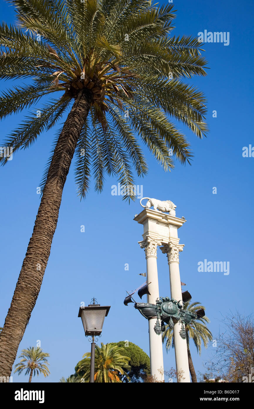 Spain, Seville, Park, Columbus Monument Stock Photo