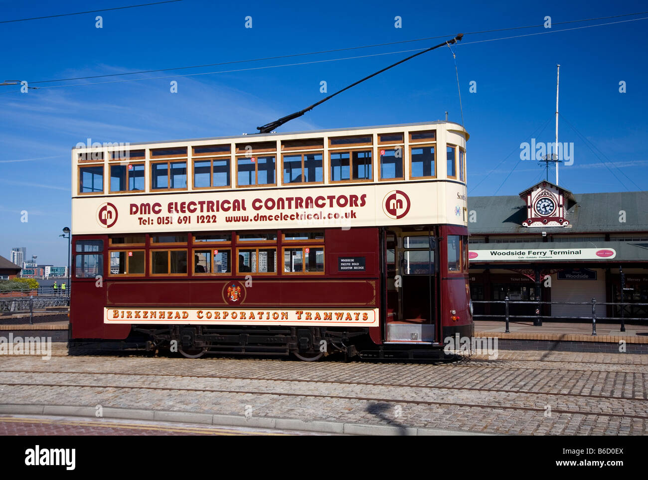 Wirral, Birkenhead, Tram Outside Woodside Ferry Terminal Stock Photo