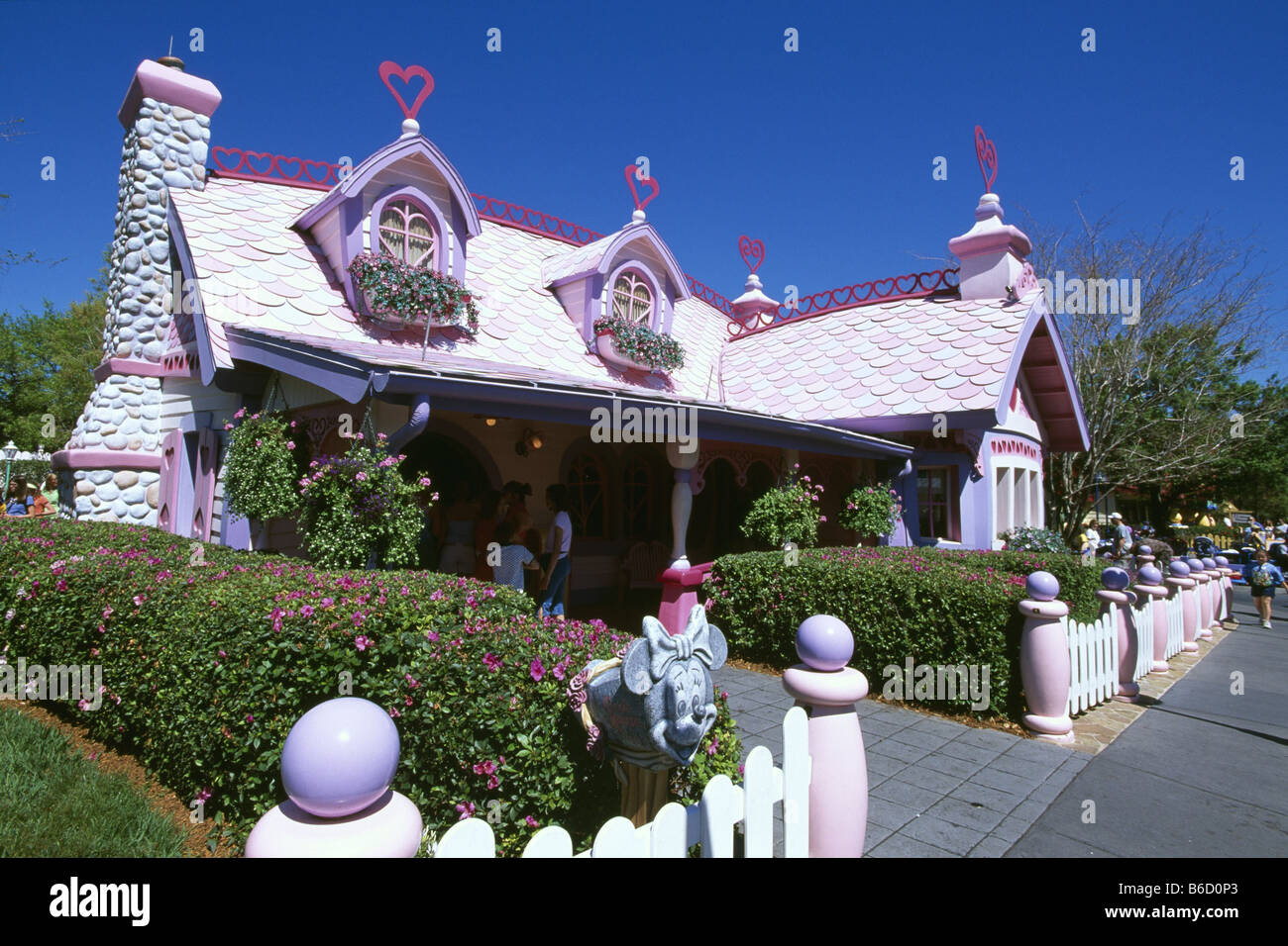 Facade of Minnie Mouse house, Walt Disney World, Orlando, Florida, USA Stock Photo