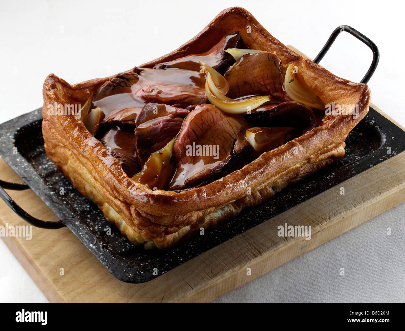Beef silverside Yorkshire pudding in a roasting pan Stock Photo Alamy
