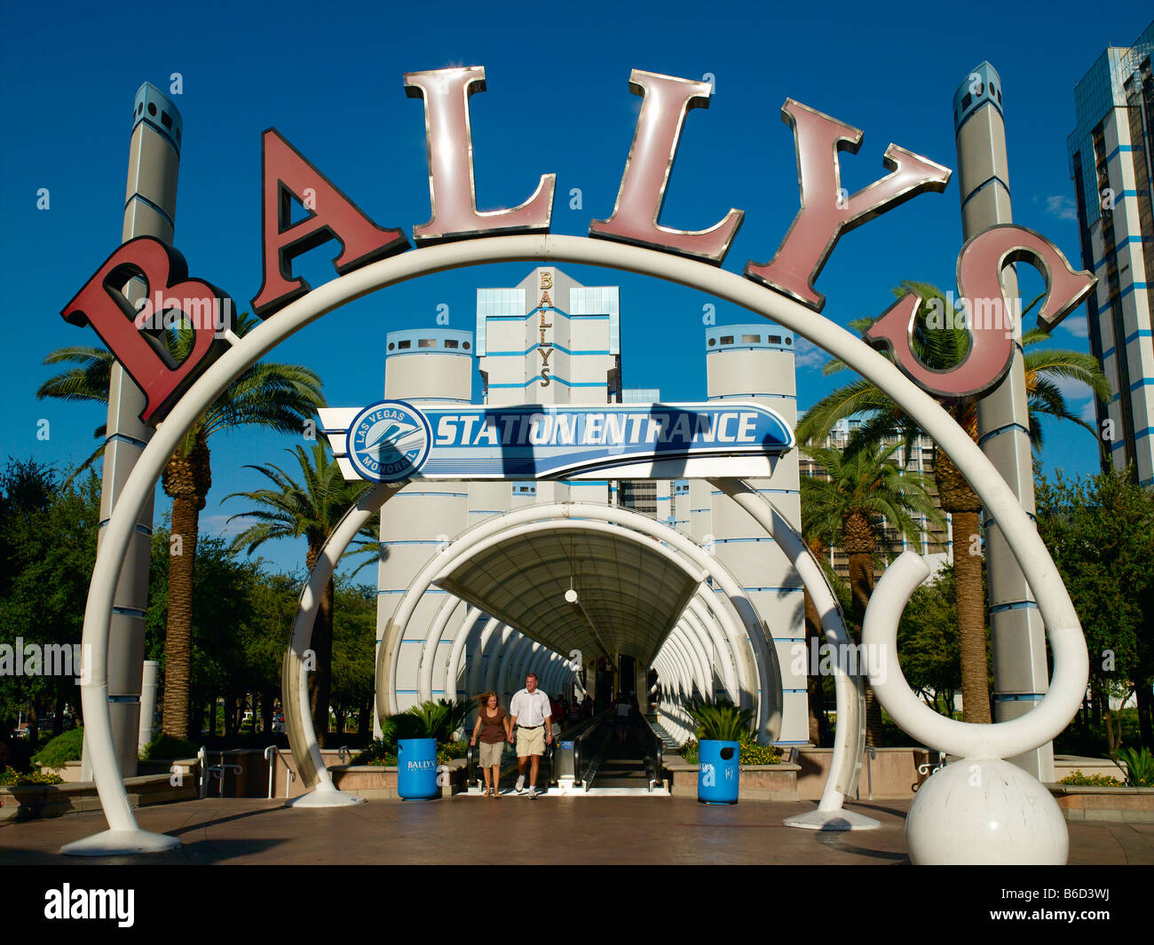 Las Vegas Strip Bally's Hotel & Monorail Entrance Stock Photo