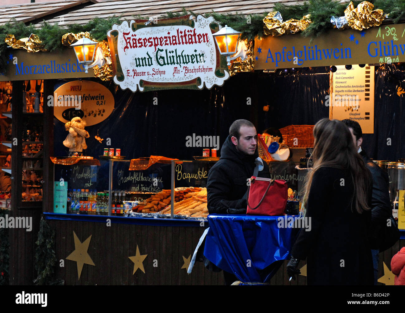 Motives from a christmas Market in a german city. Stall with 